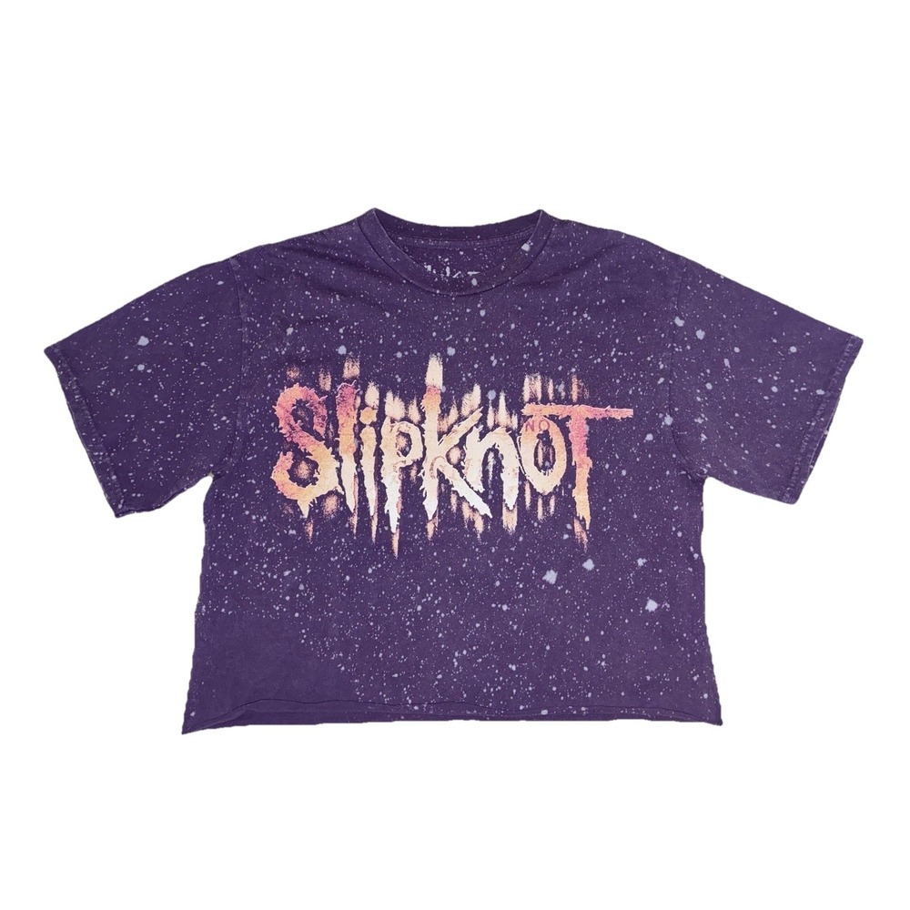 Slipknot Ouija Crop T Shirt Women's M Violet Light Bleach Spray NEW‎